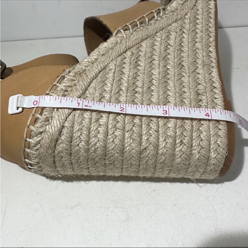Treasure & Bond Wedge Sandal Size 11 M Tan Ankle Strap High Heel Espadrille Shoe - Picture 7 of 12